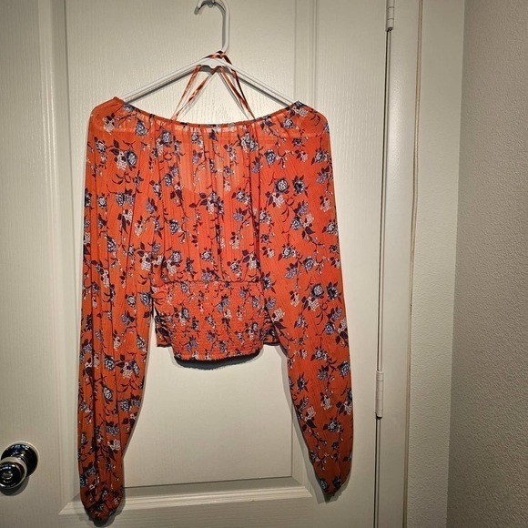 Free People Rose floral print blouse orange size xs - Picture 10 of 11